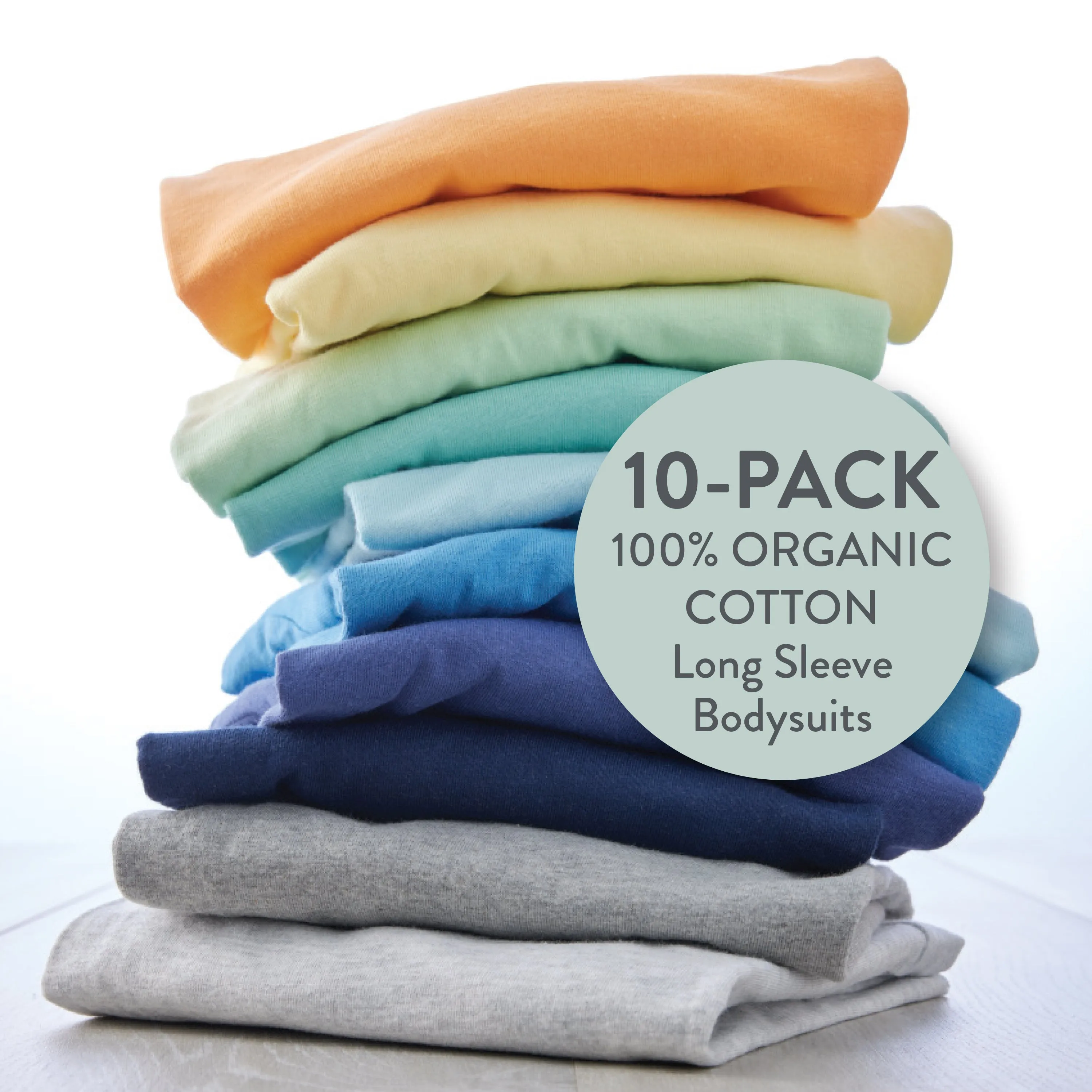 10-Pack Organic Cotton Long Sleeve Bodysuits