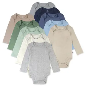 10-Pack Organic Cotton Long Sleeve Bodysuits