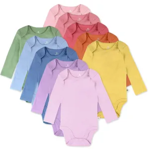 10-Pack Organic Cotton Long Sleeve Bodysuits