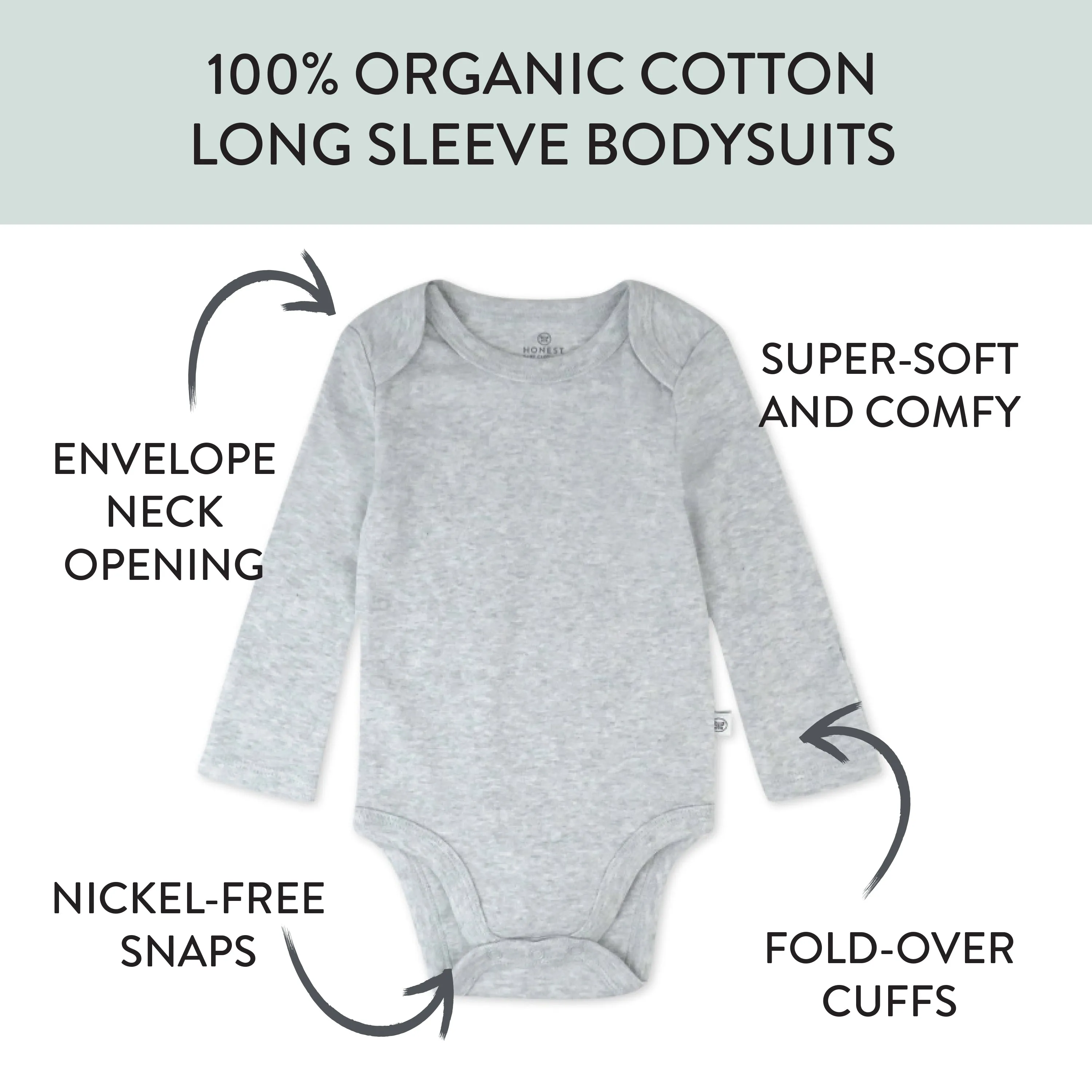 10-Pack Organic Cotton Long Sleeve Bodysuits