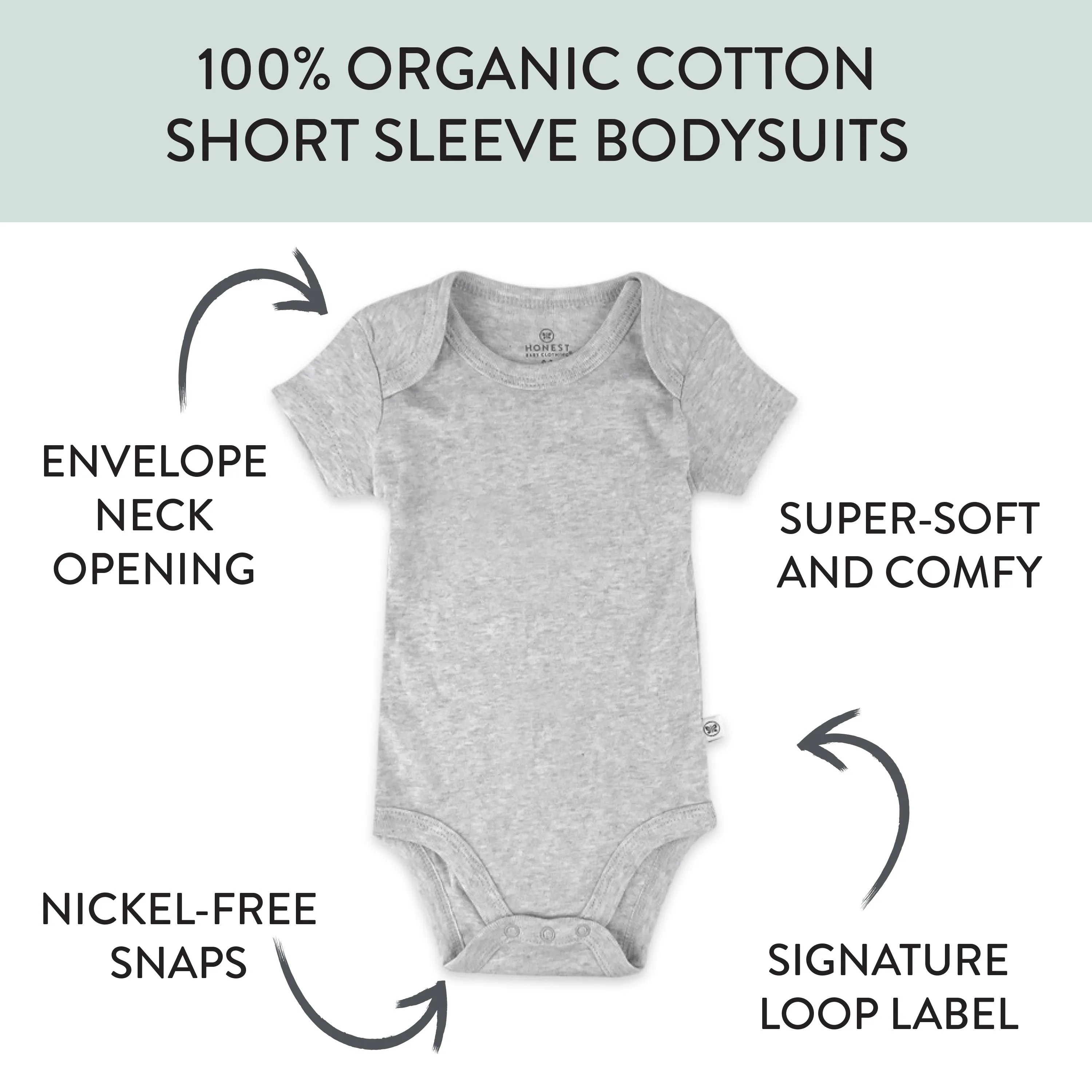 10-Pack Organic Cotton Short Sleeve Bodysuits