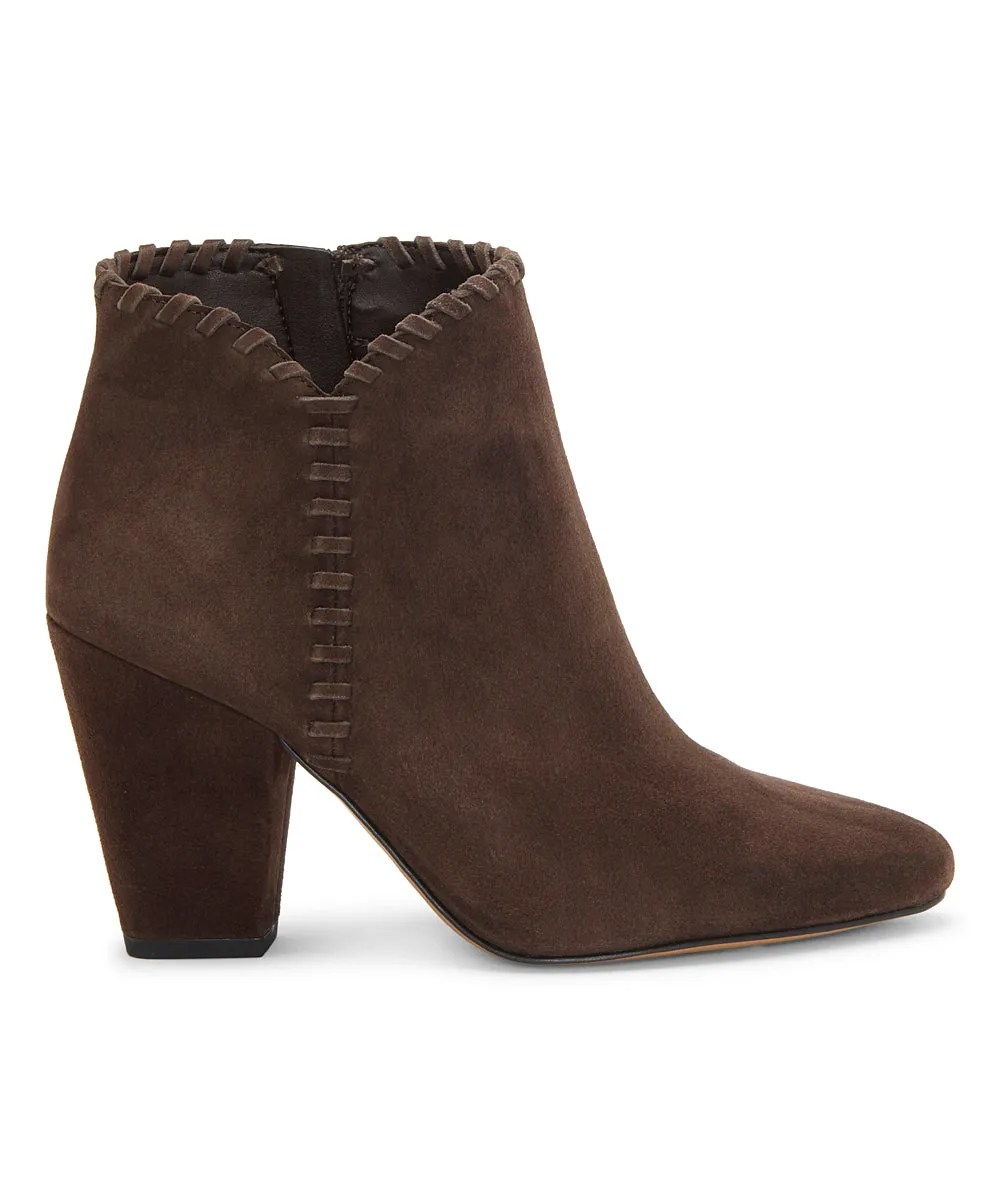 1.State MYLO Chocolate Brown Suede Block Heel Round Toe Designer Ankle Booties