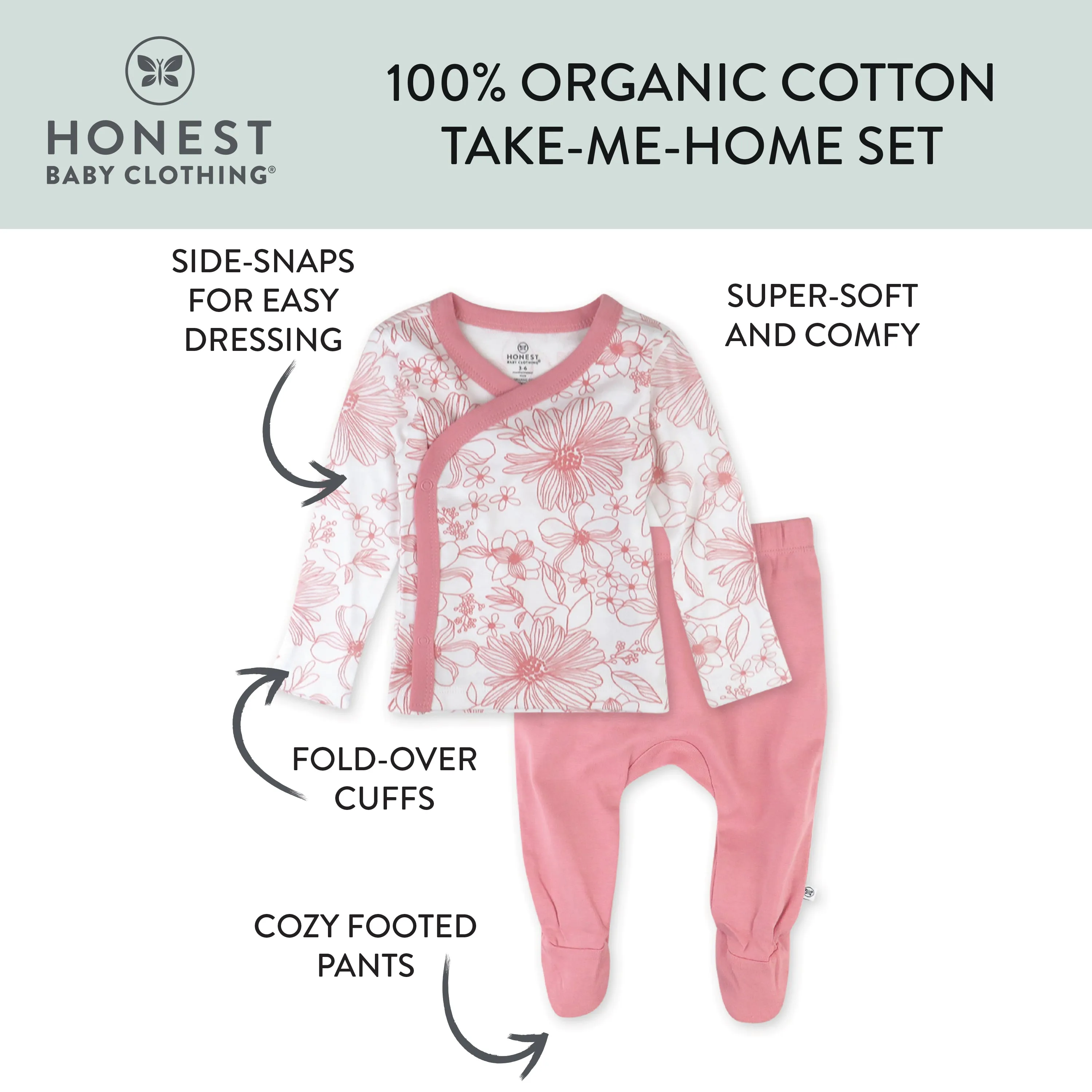 2-Piece Take-Me-Home Side-Snap Top and Pant Set