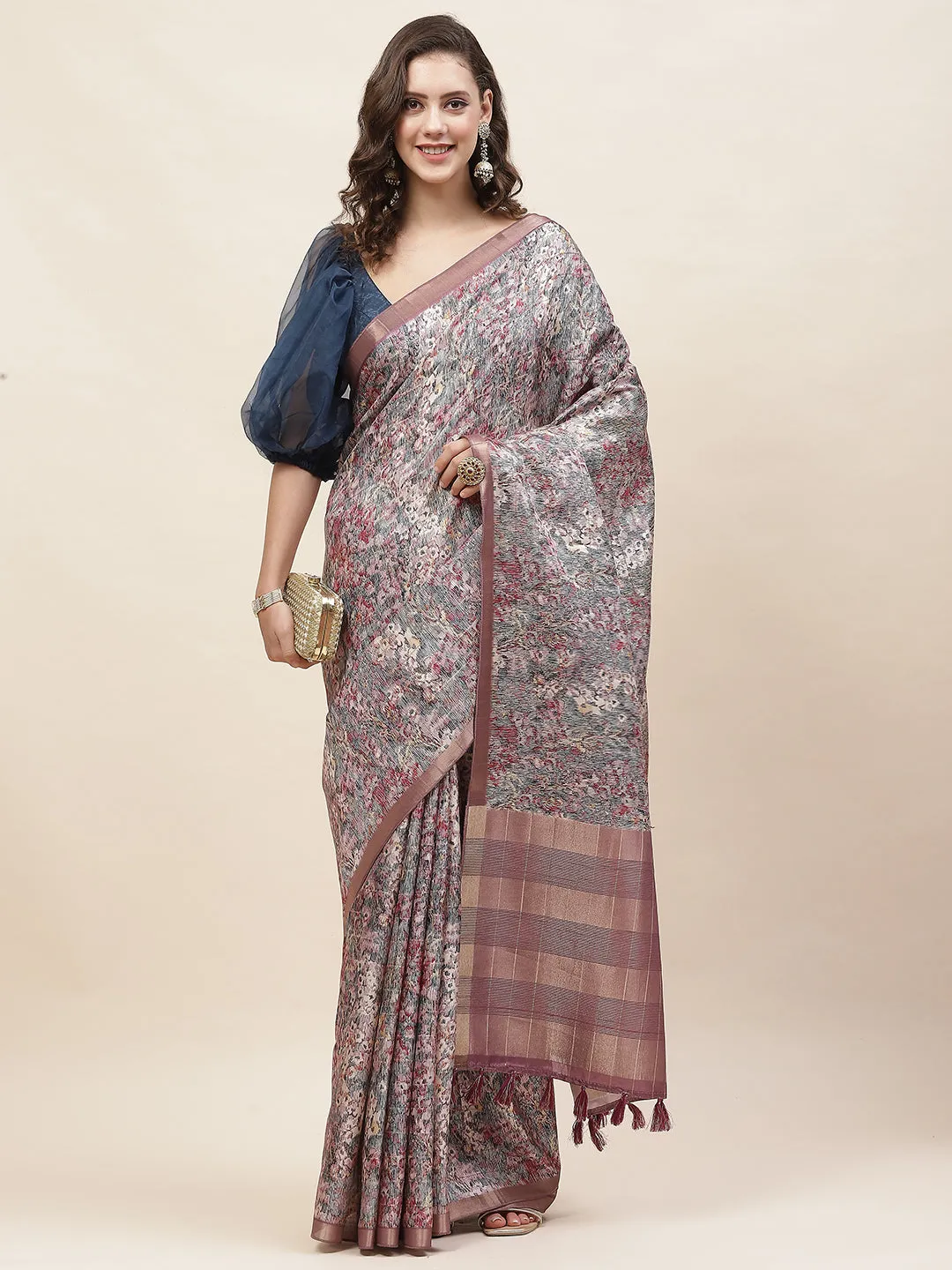 Abstract Printed Cotton saree