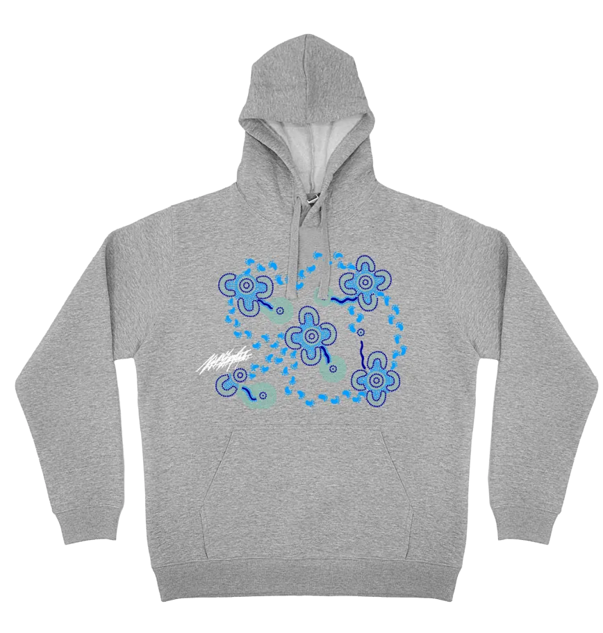 Adults Cozy Hoodie - On Walkabout Blue By Karen Taylor