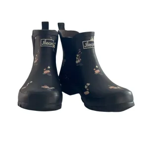 Ankle Wellies - Black Floral - Wide Foot