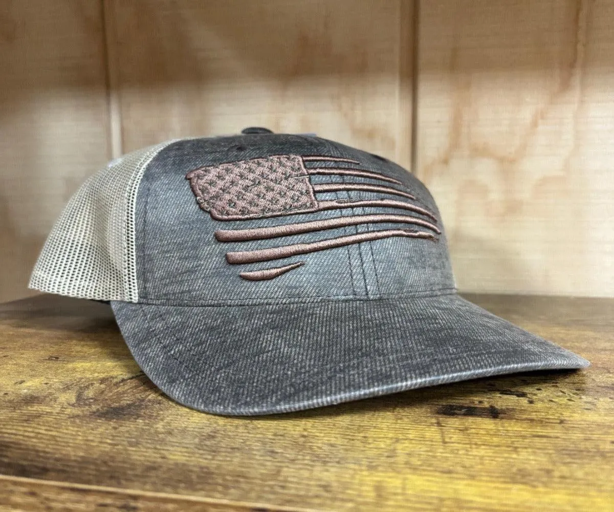 Ariat Youth Distressed Brown Flag Curved Bill Ball Cap A300081802