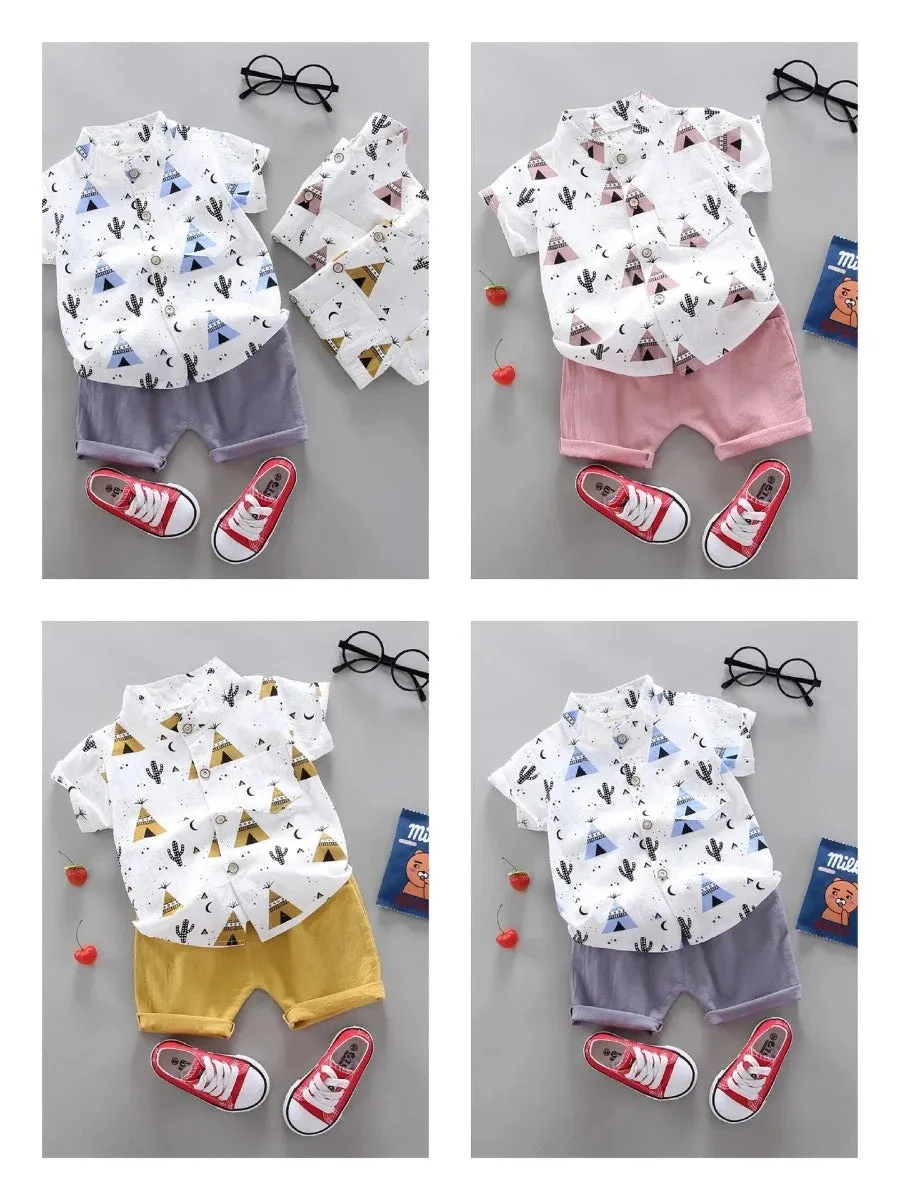 Baby Boys Blue Teepee Summer Casual Clothing Set