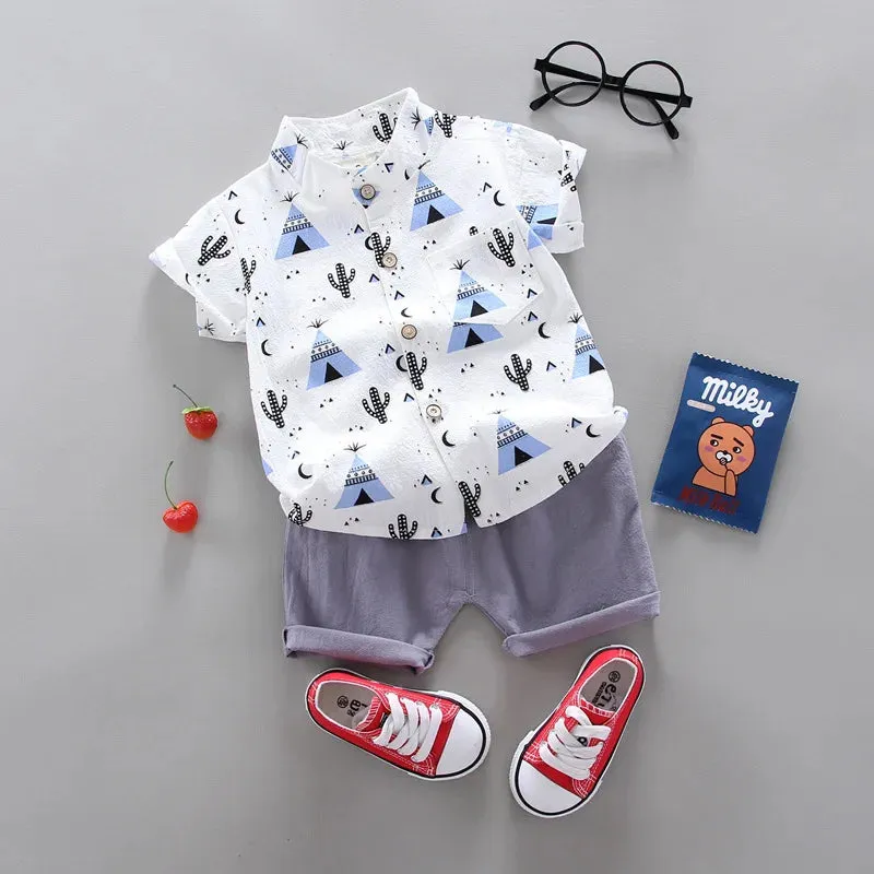 Baby Boys Blue Teepee Summer Casual Clothing Set