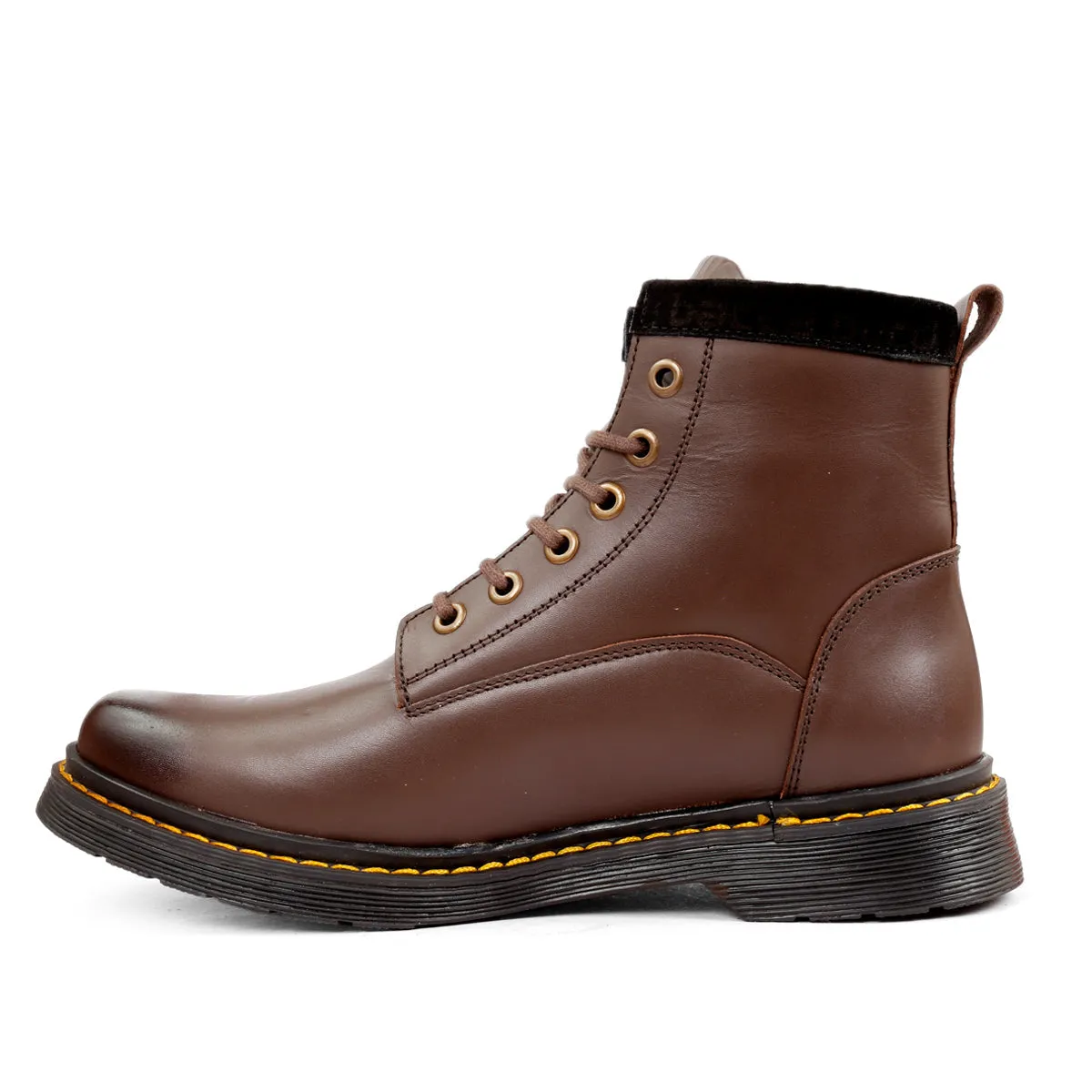 Bacca Bucci 6-Eye Combat Boots | Genuine Smooth Leather Moto Inspired High Top Ankle Boots