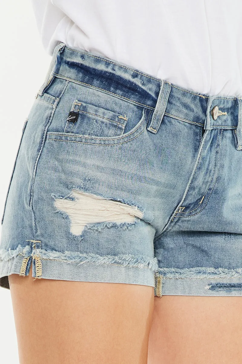 Beren Mid Rise Distressed Shorts