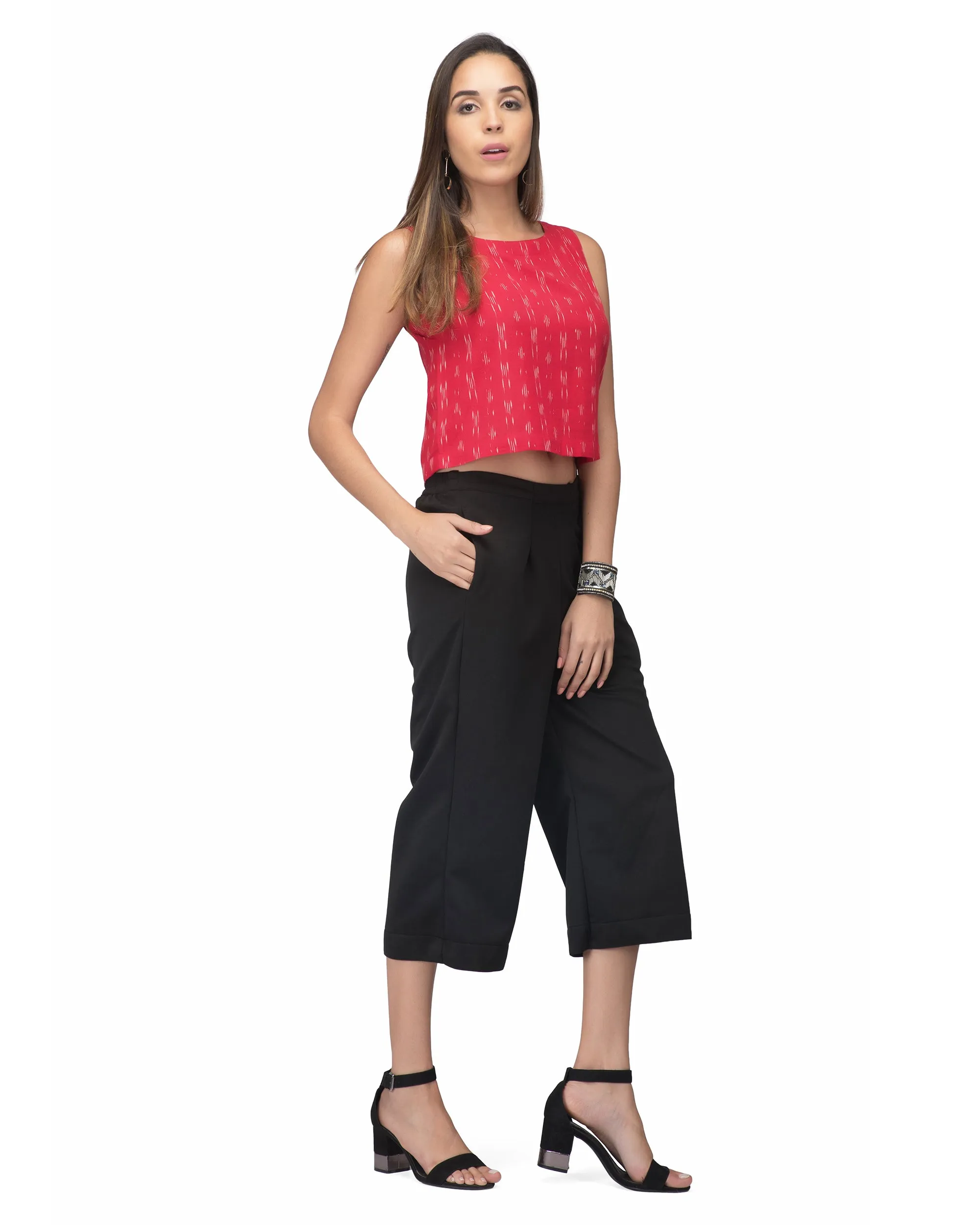 Black Cropped Palazzo For Women