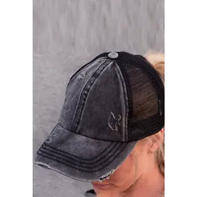 Black Distressed Hat