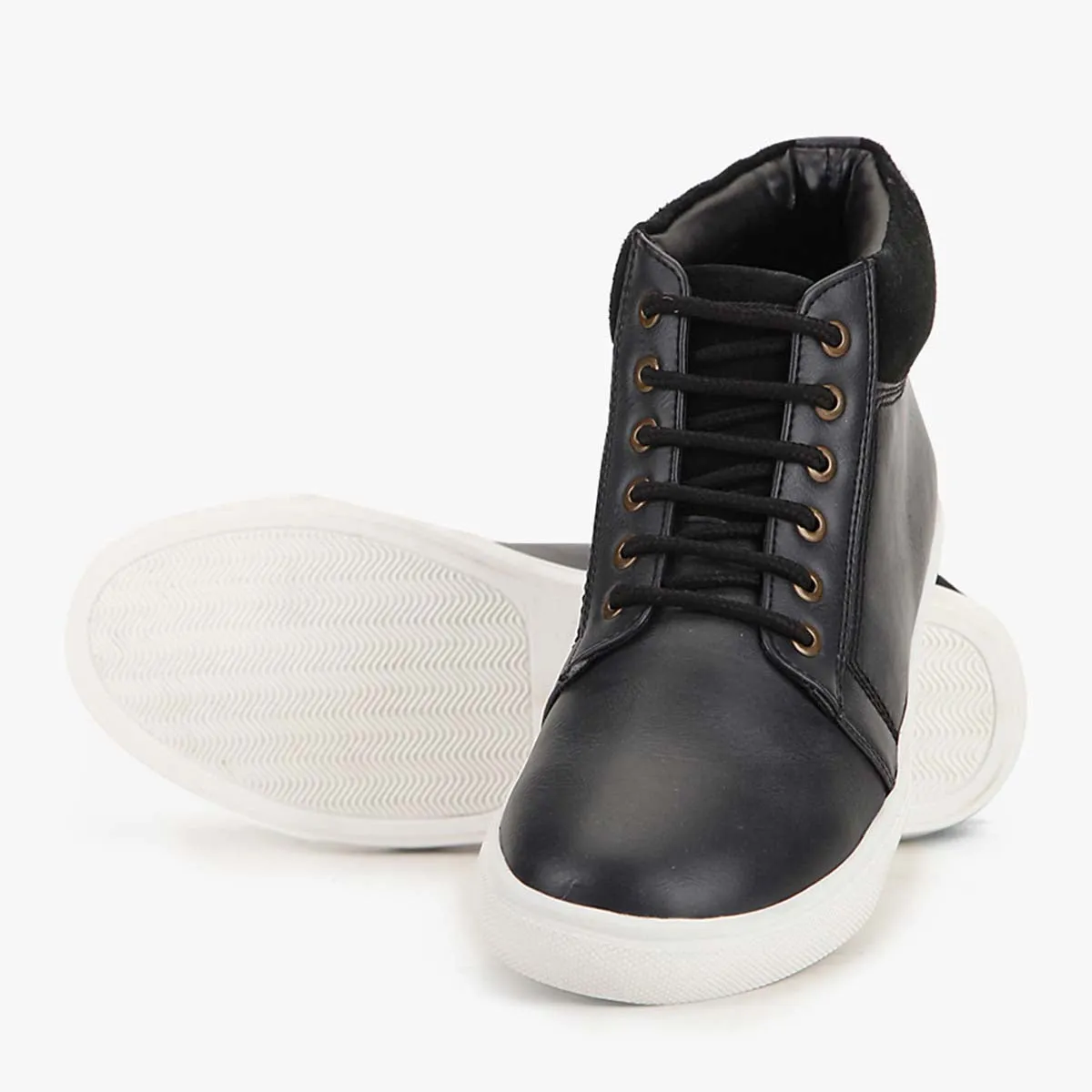 Black High Ankle Lace-up Sneakers