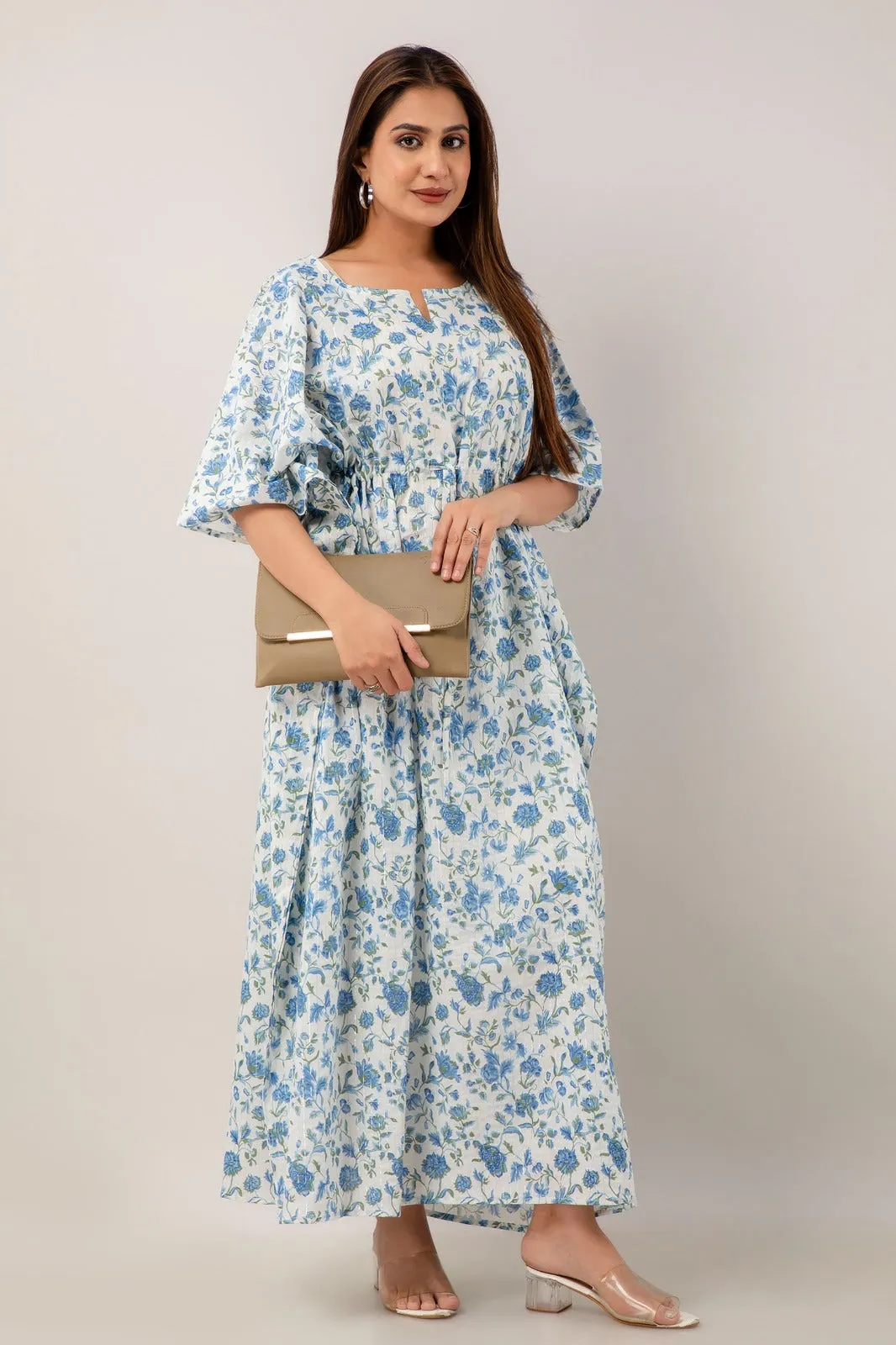 Blue Color Cotton Kaftan