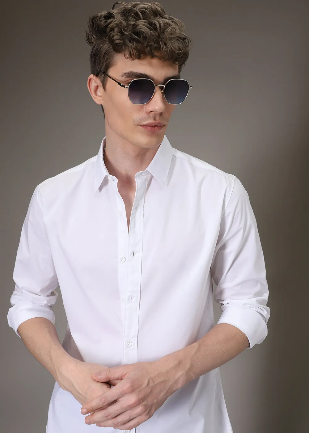 Bright White Cotton Shirt