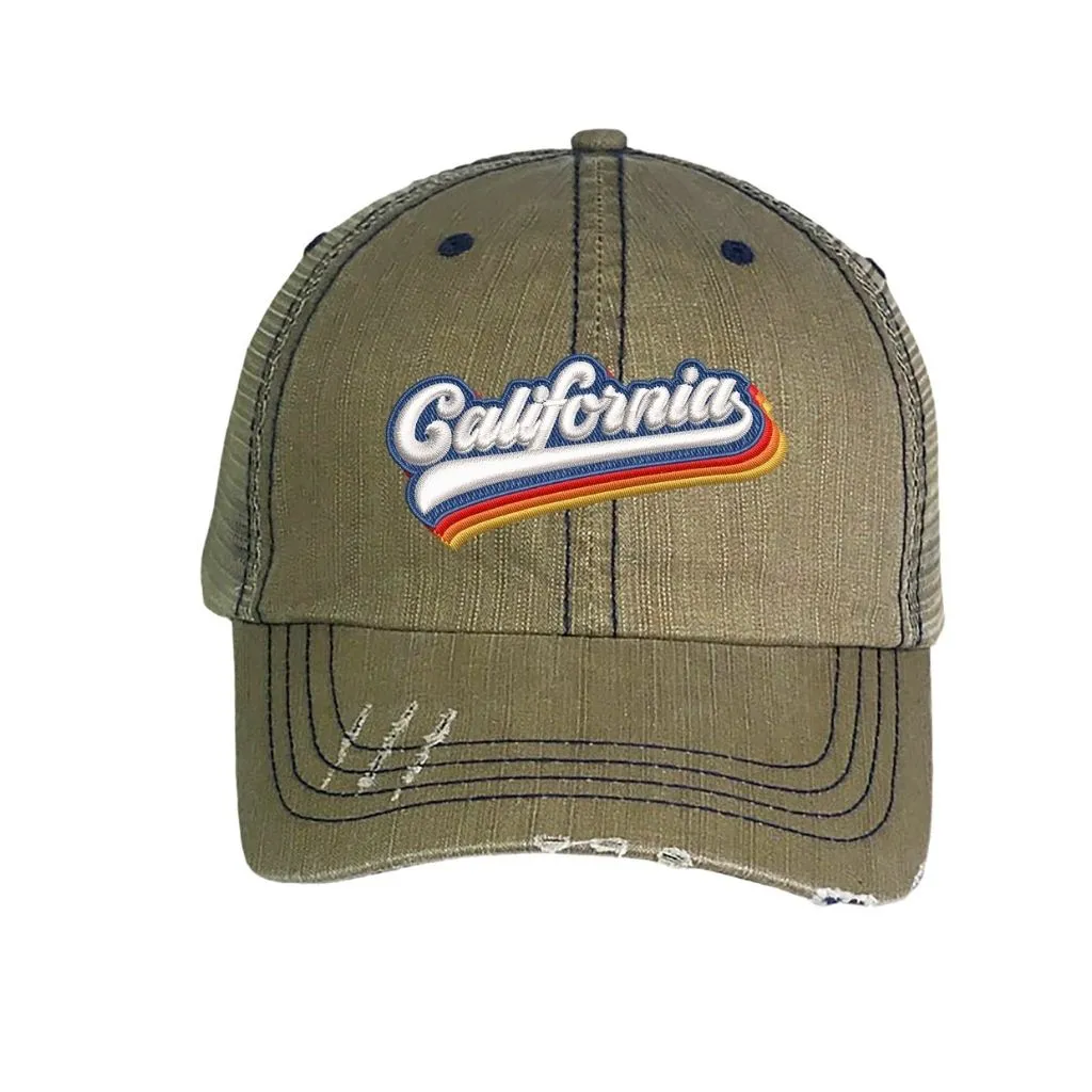 California Retro Washed Distressed Trucker Hat