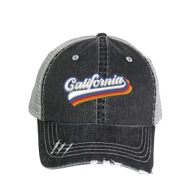 California Retro Washed Distressed Trucker Hat