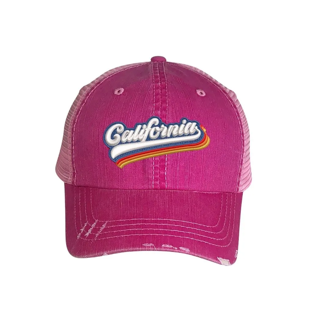 California Retro Washed Distressed Trucker Hat