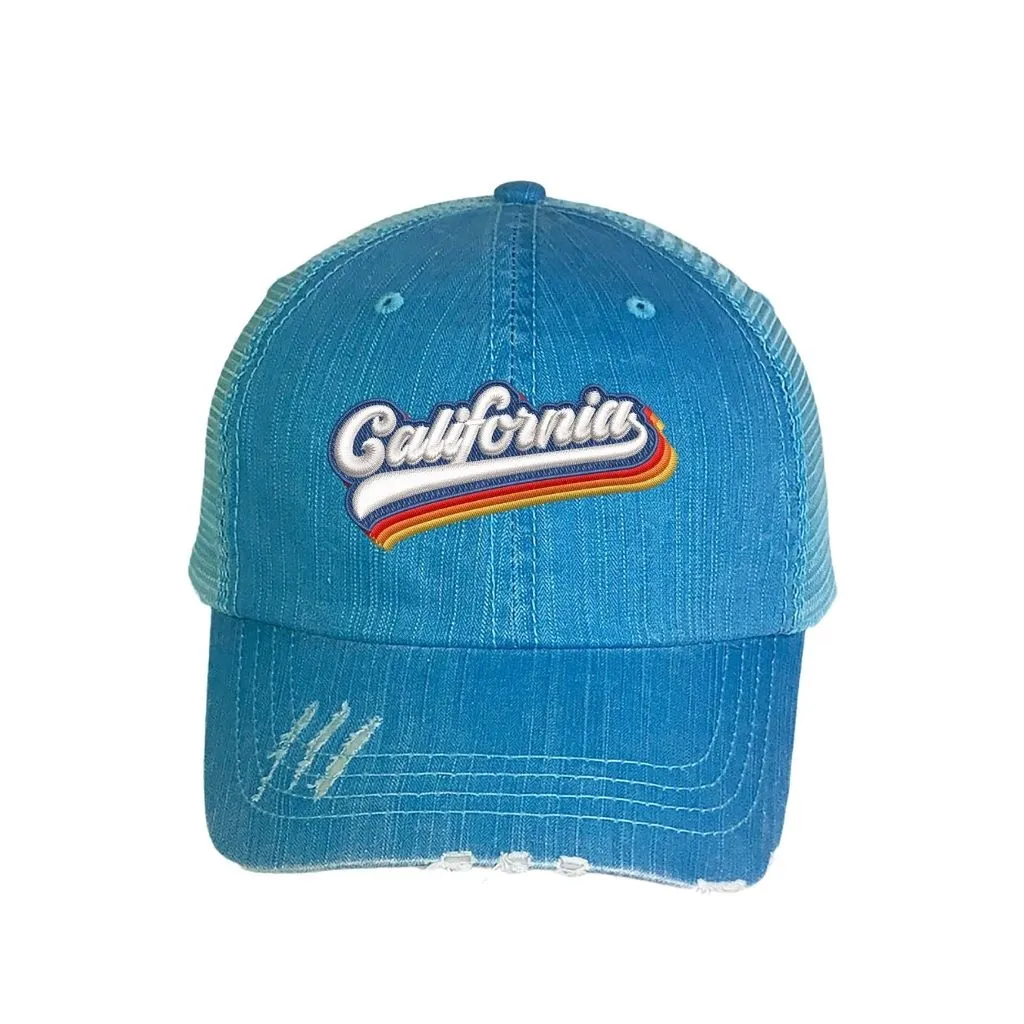 California Retro Washed Distressed Trucker Hat