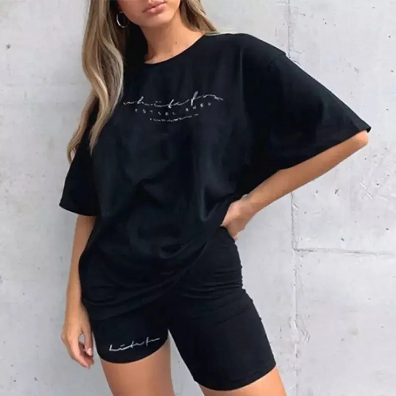 Casual Basic Oversize Shirt and Shorts Set