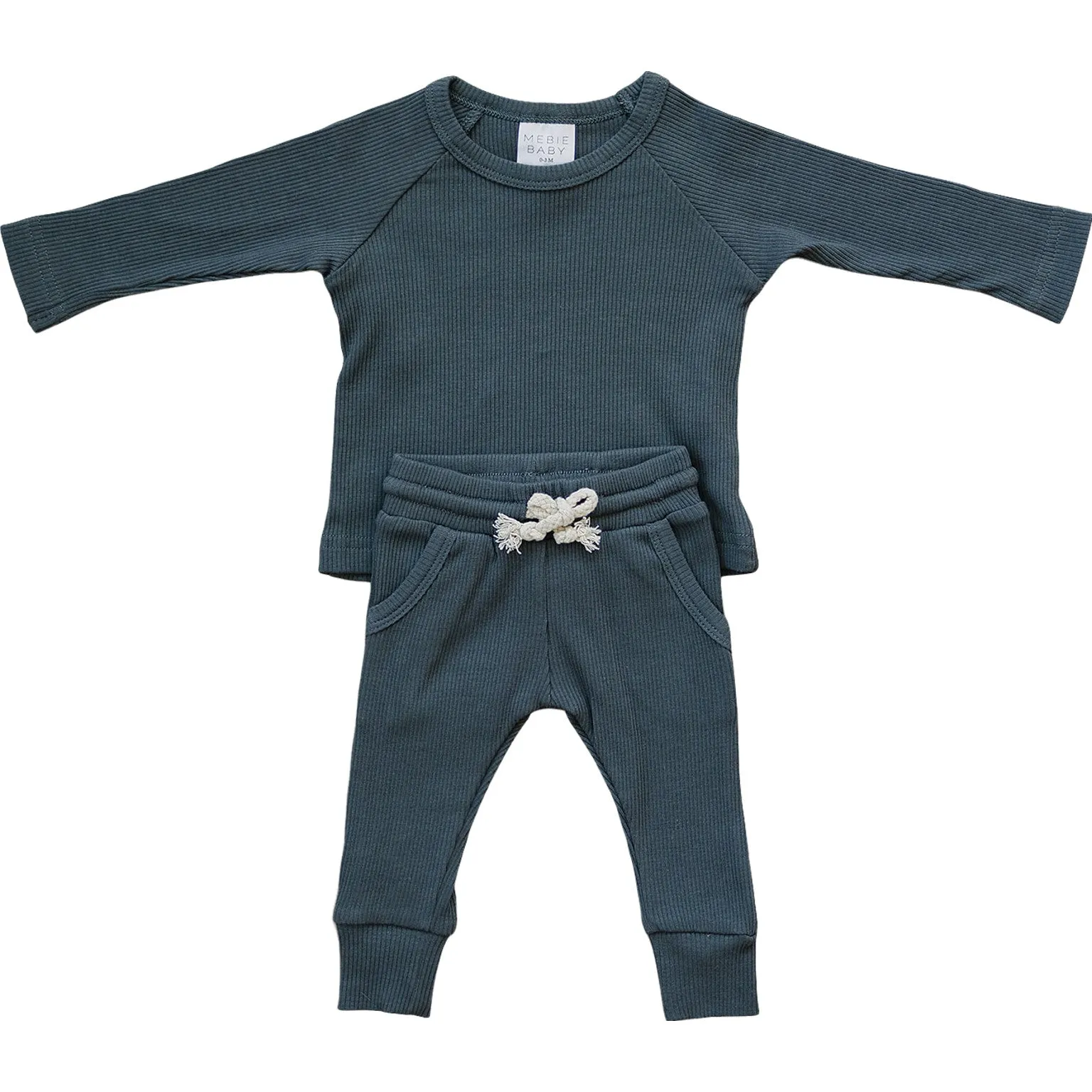 Charcoal Organic Cotton Ribbed Pocket Set