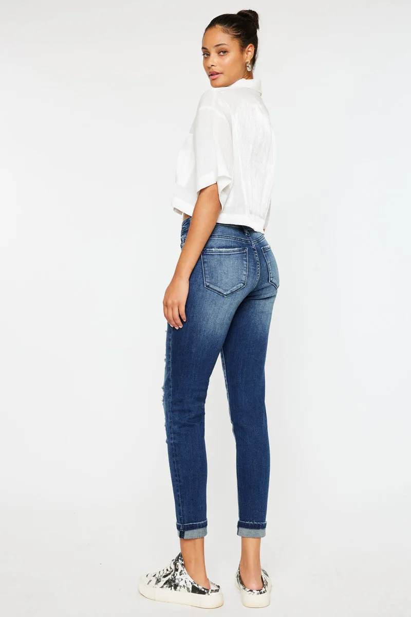 Coco Mid Rise Patched Ankle Skinny Jeans