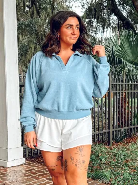 Collared Cozy Pullover | Blue