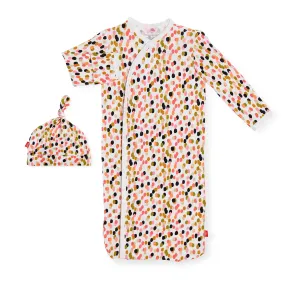 confetti modal magnetic cozy sleeper gown   hat set - re-loved