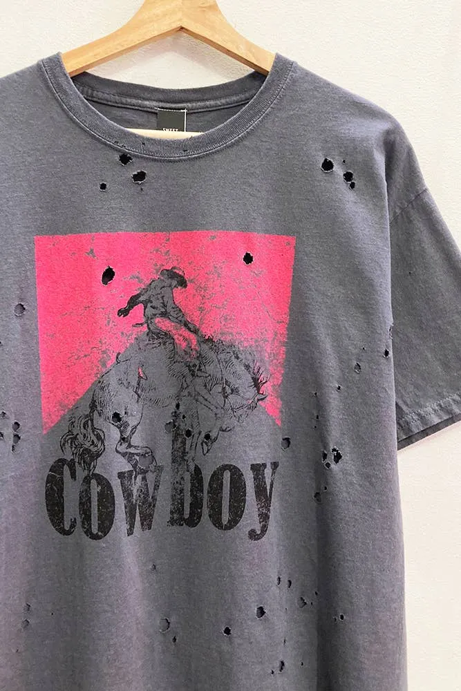 Cowboy All-Over Distressed Tee