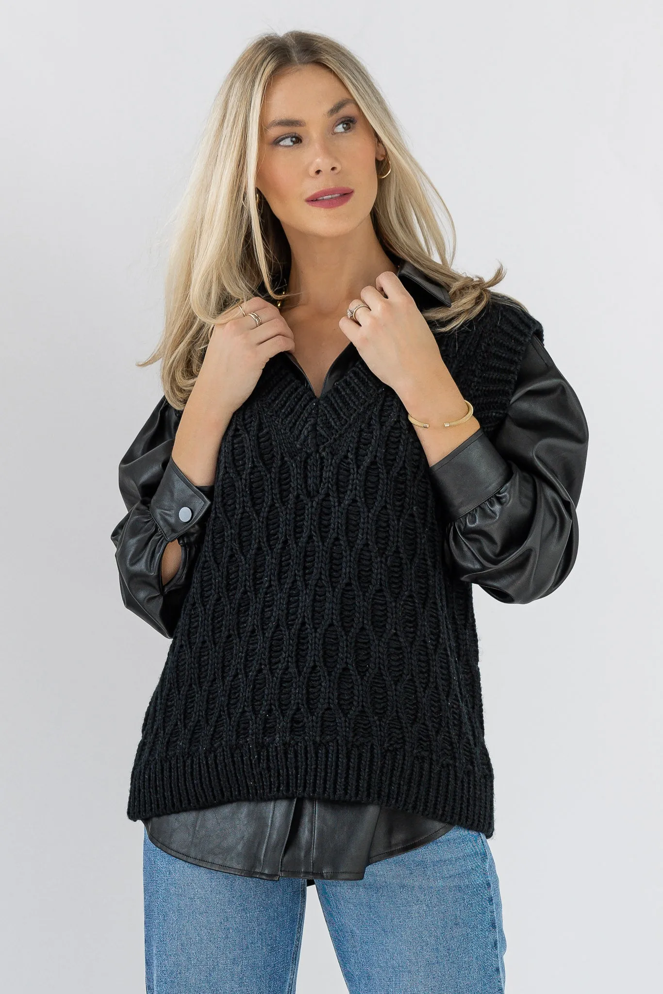 Cozy Chalet Black Sweater Vest - Final Sale