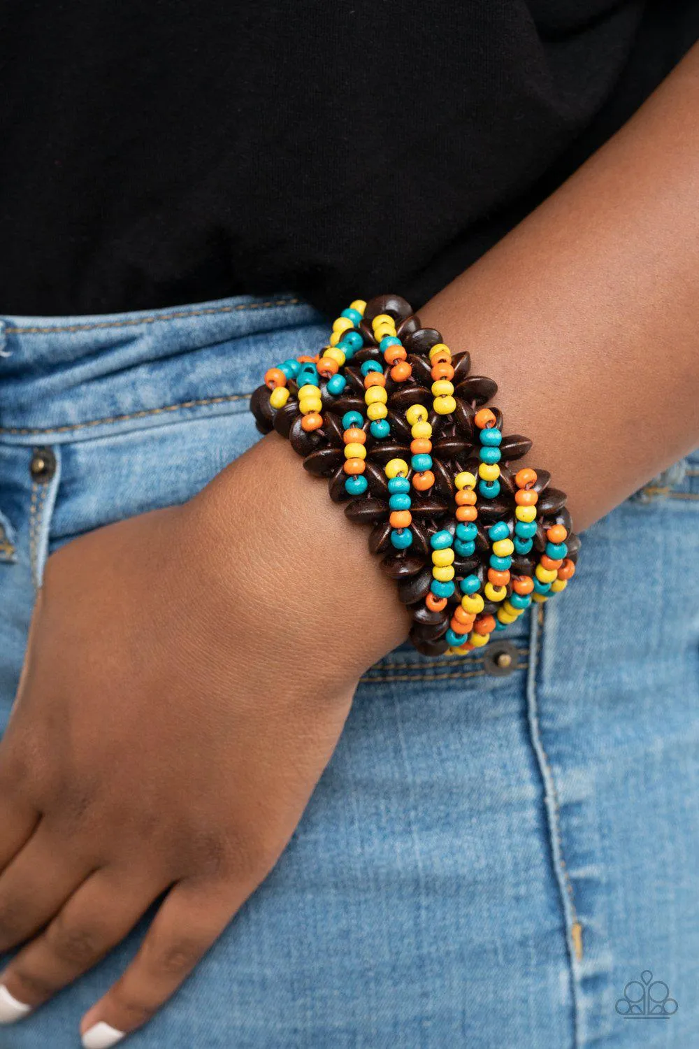 Cozy in Cozumel Multi and Brown Wood Bracelet - Paparazzi Accessories