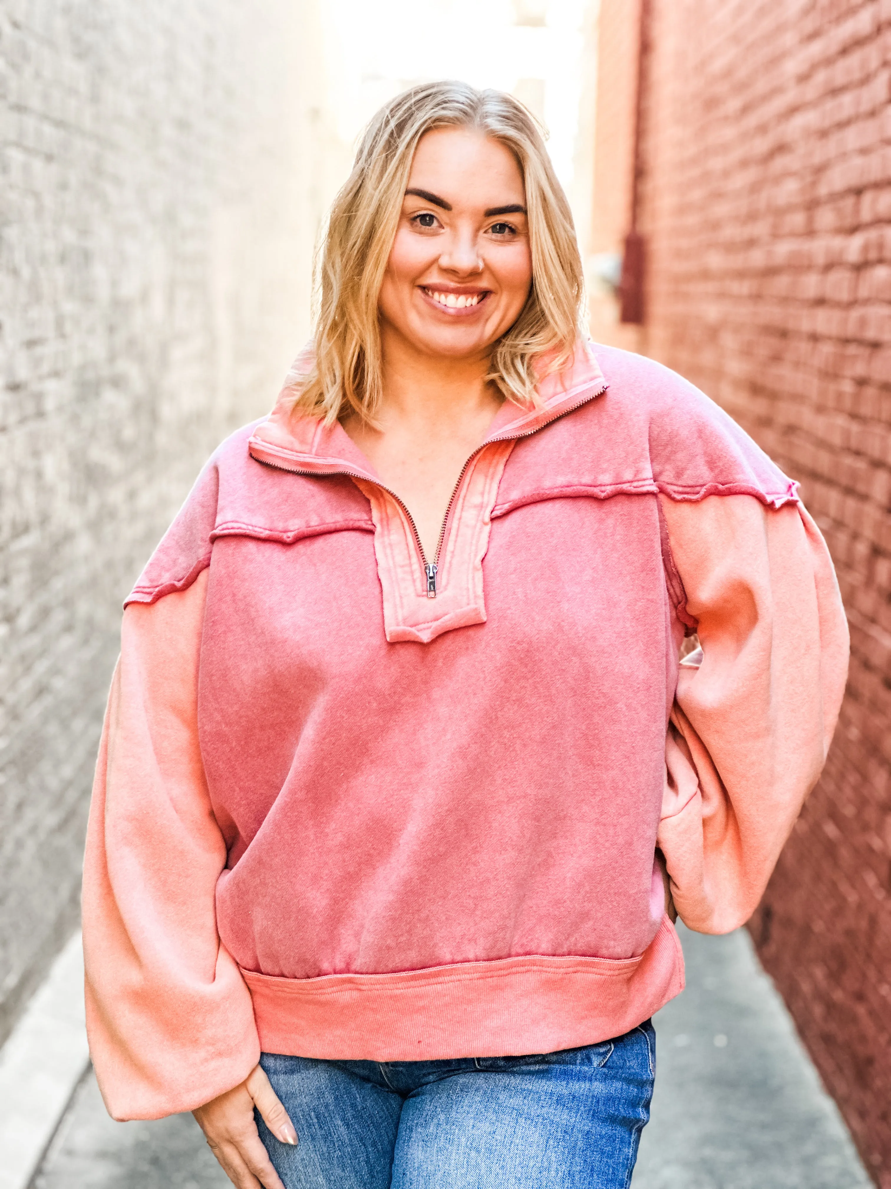 Cozy Up Vintage Wash Half Zip Pullover