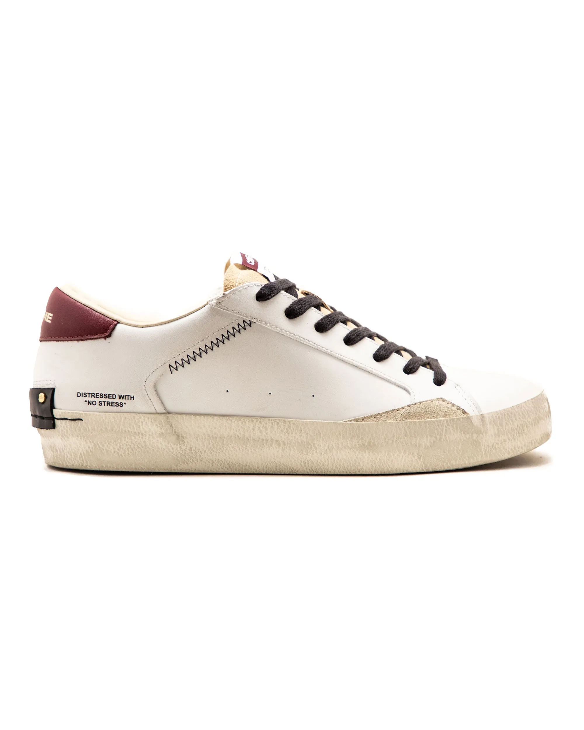 Crime London Low Top Distressed Bianco Bordeaux