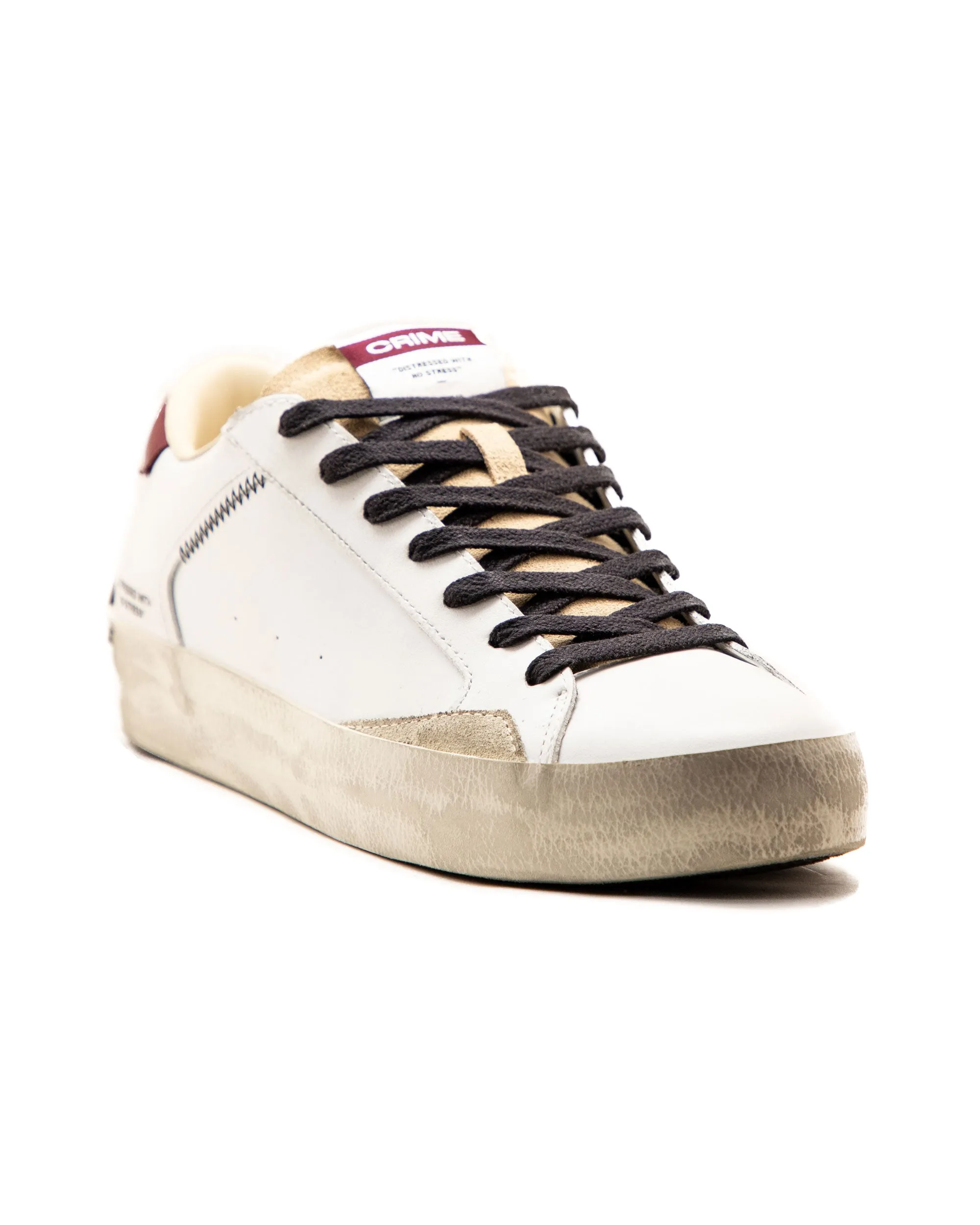 Crime London Low Top Distressed Bianco Bordeaux