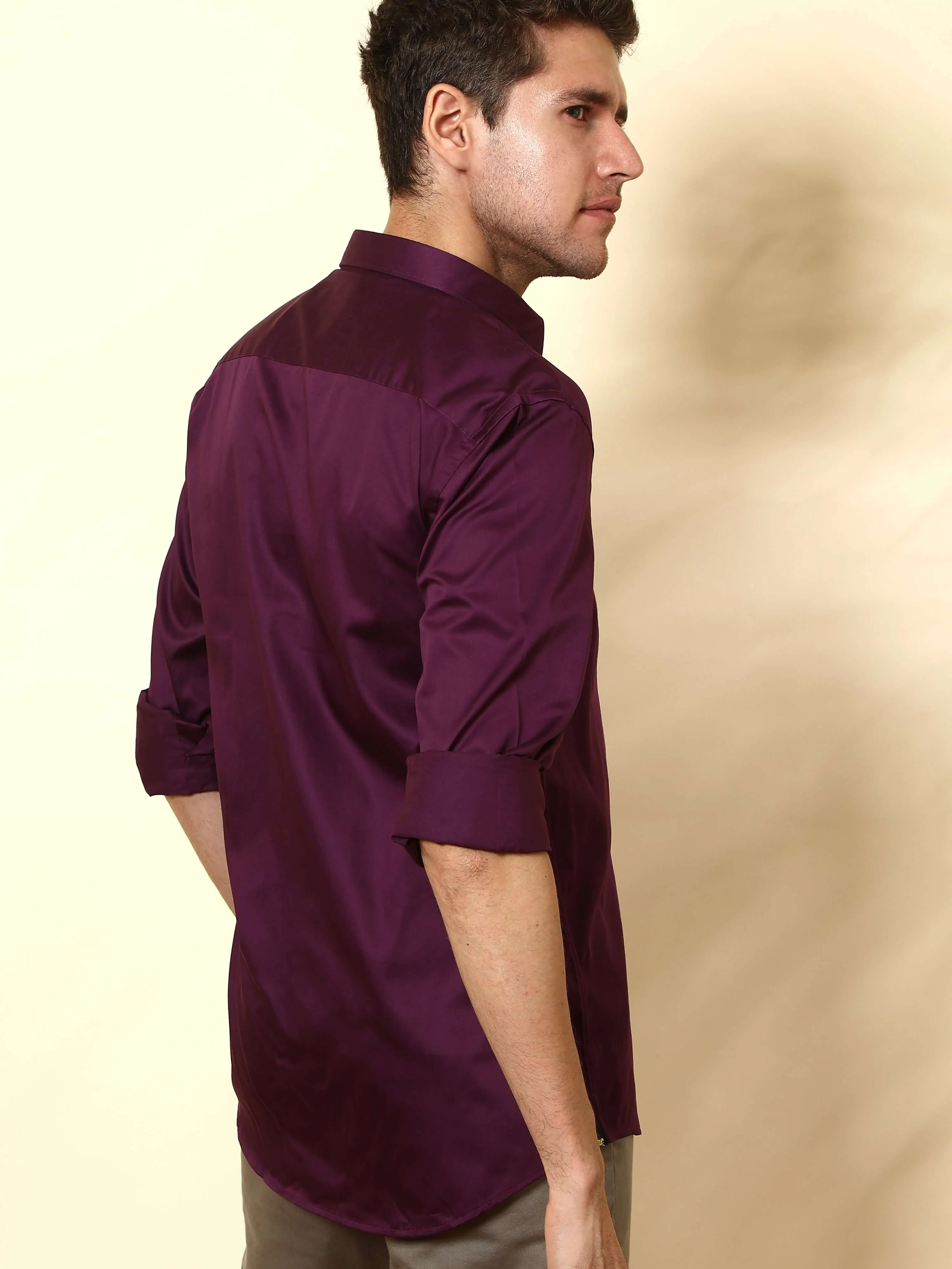 Curious Purple Solid Casual Full Sleeve Shirt