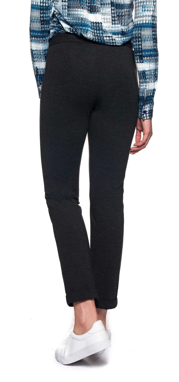 Denise Slim Cuffed Ankle Jeans Grey Jersey | Charcoal