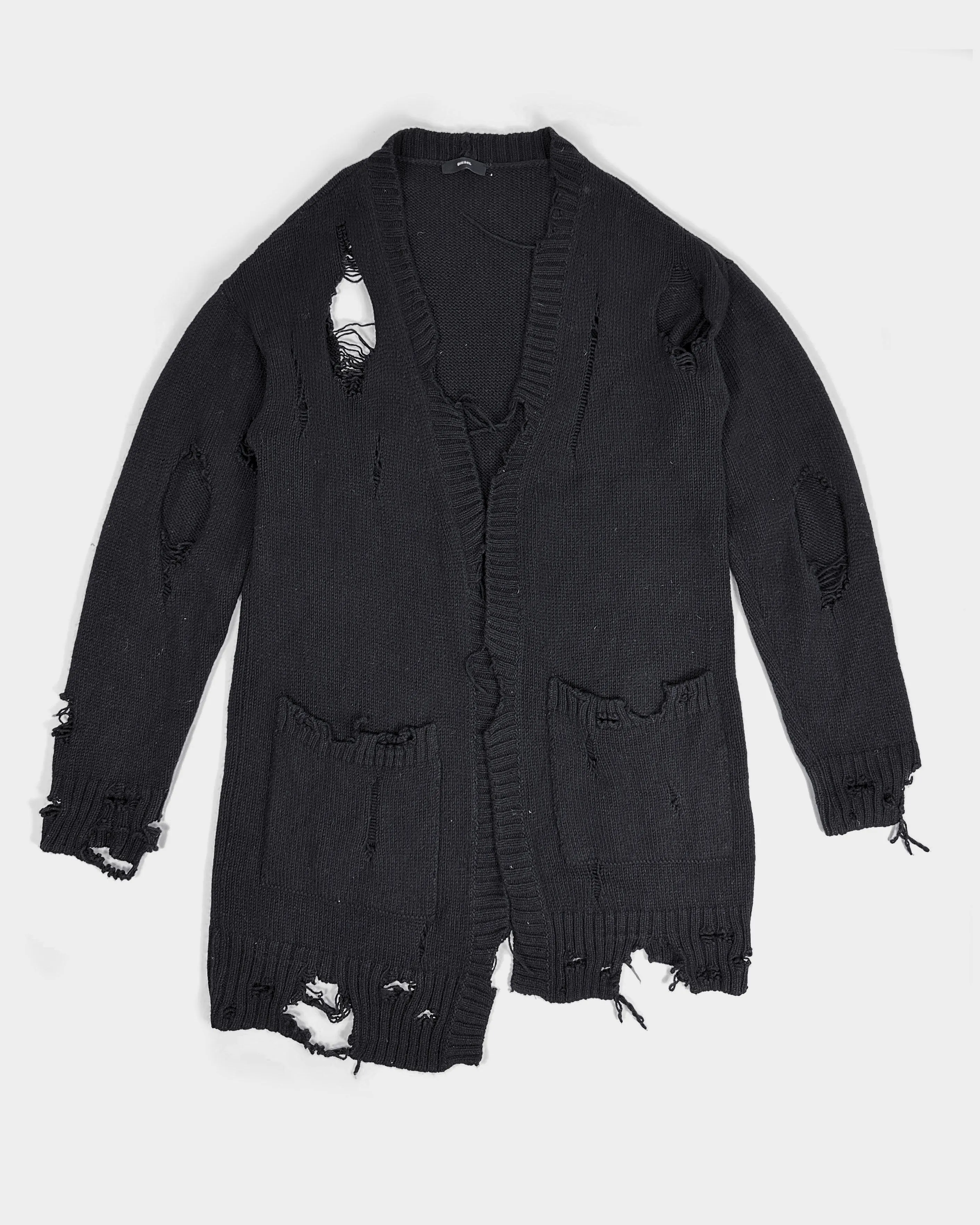 Diesel Black Distressed Oversized Cardigan 2000's