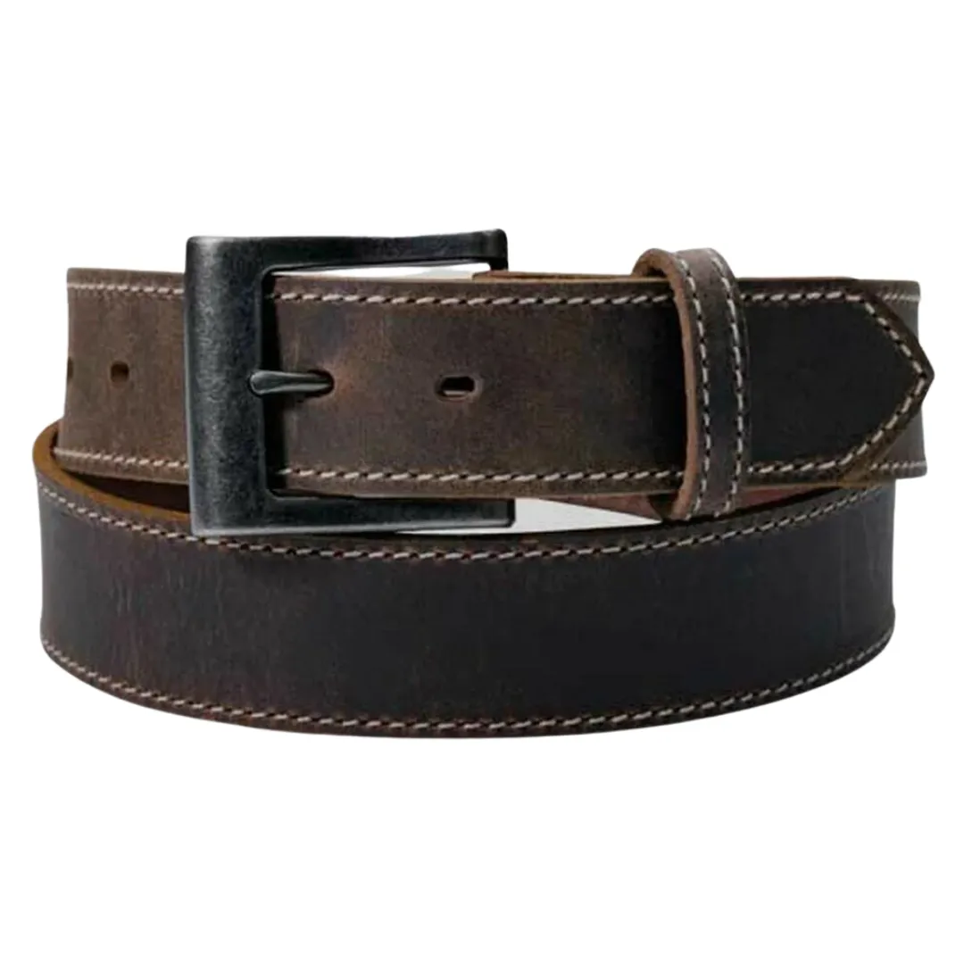 DISTRESSED BROWN CASUAL BELT W/ STITCH