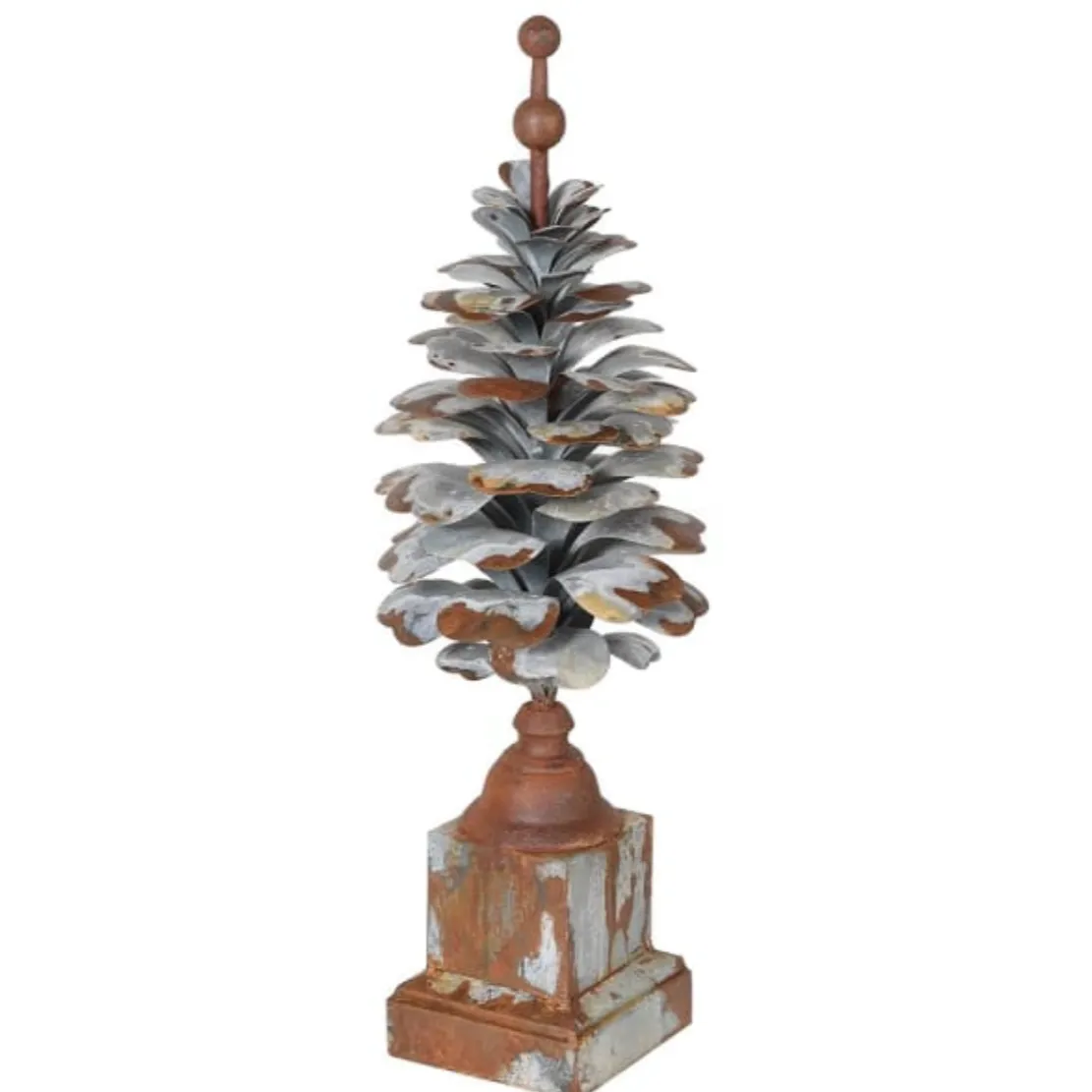 Distressed Iron Pinecone Tree