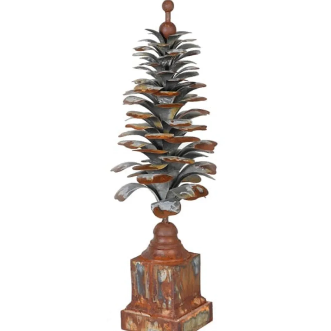 Distressed Iron Pinecone Tree