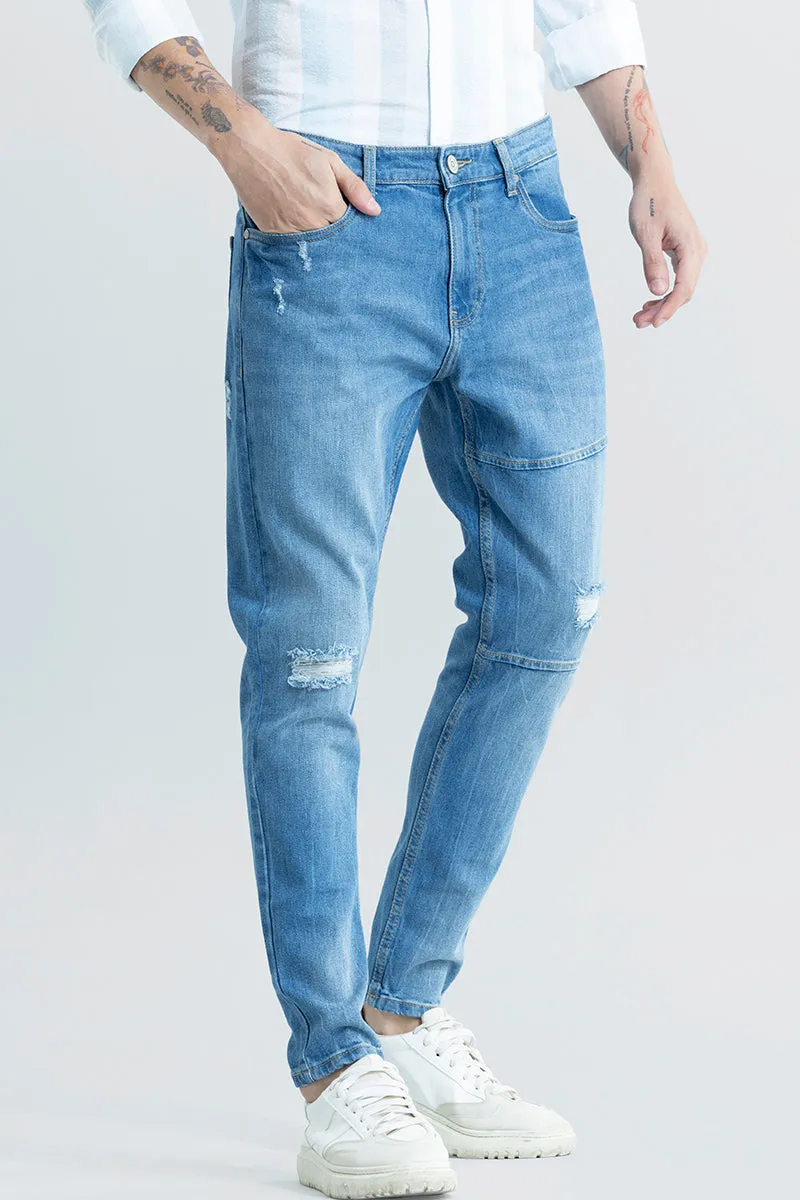 Elite Edge Cadet Blue Distressed Skinny Fit Jeans