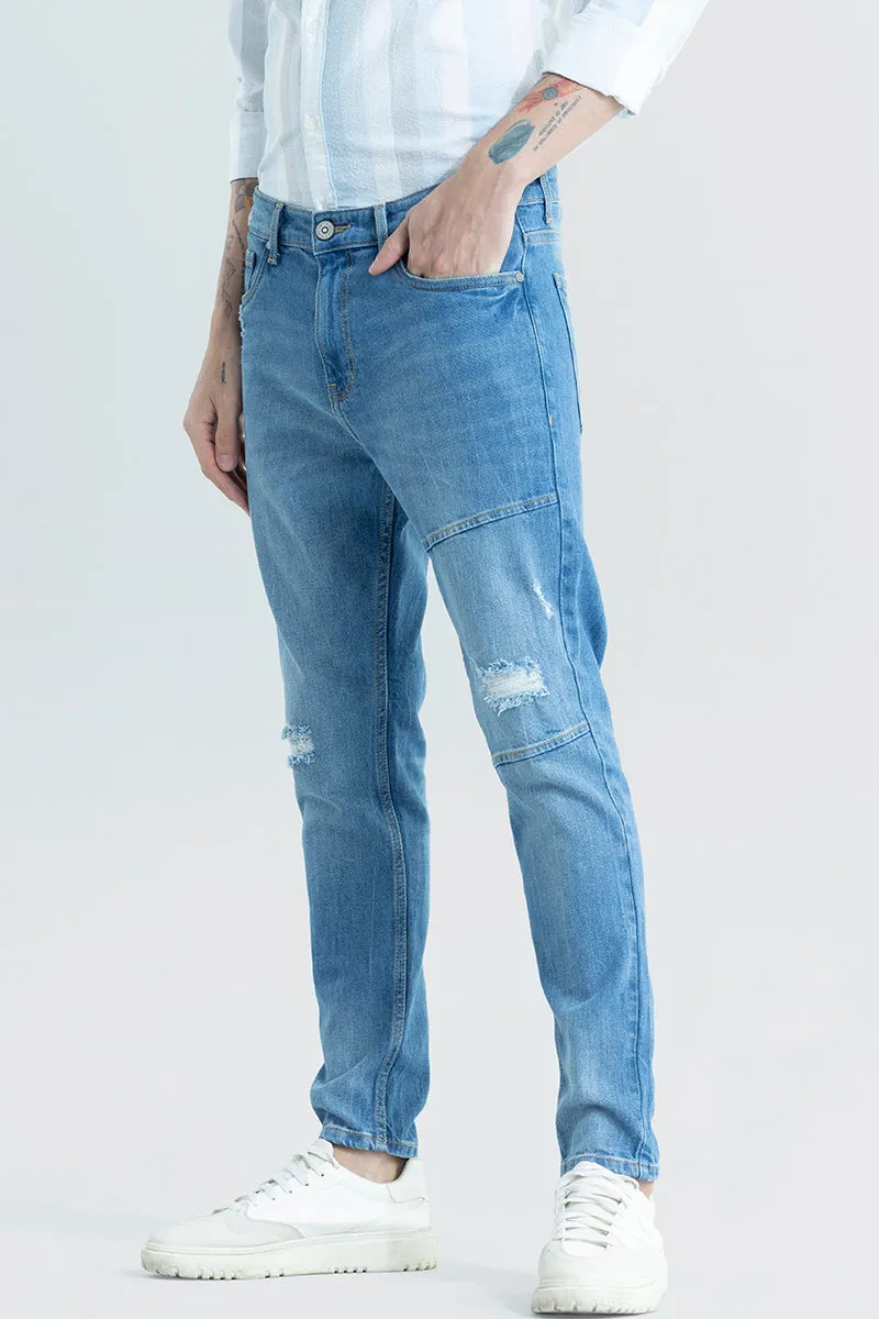 Elite Edge Cadet Blue Distressed Skinny Fit Jeans