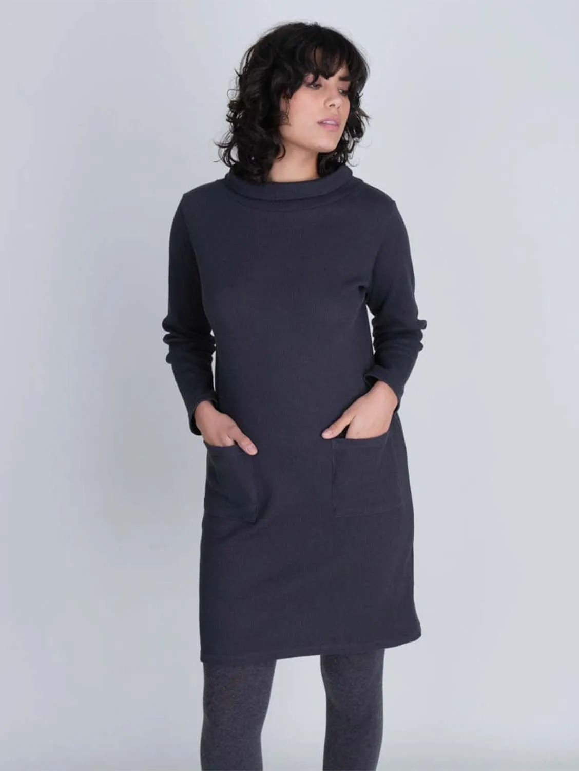 Erica Casual Waffle Textured Jersey Dress | Grey