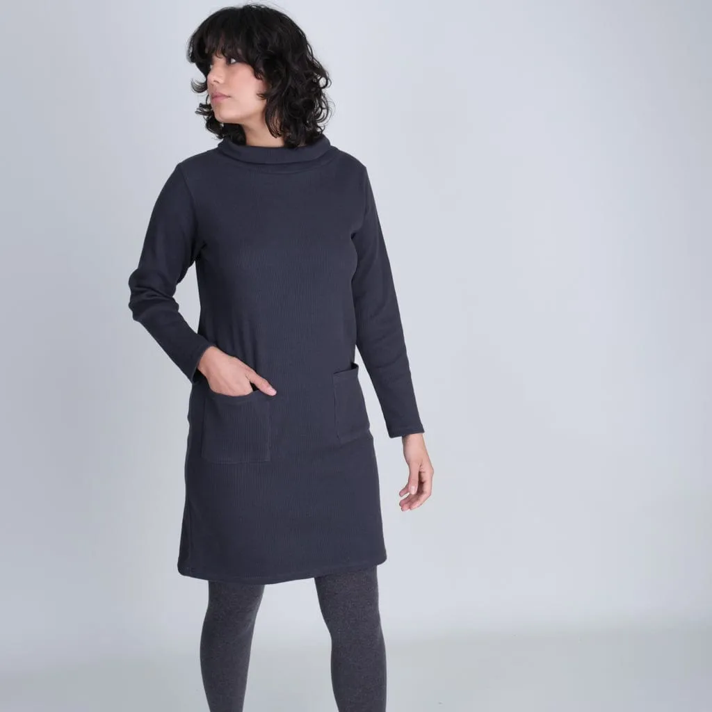 Erica Casual Waffle Textured Jersey Dress | Grey