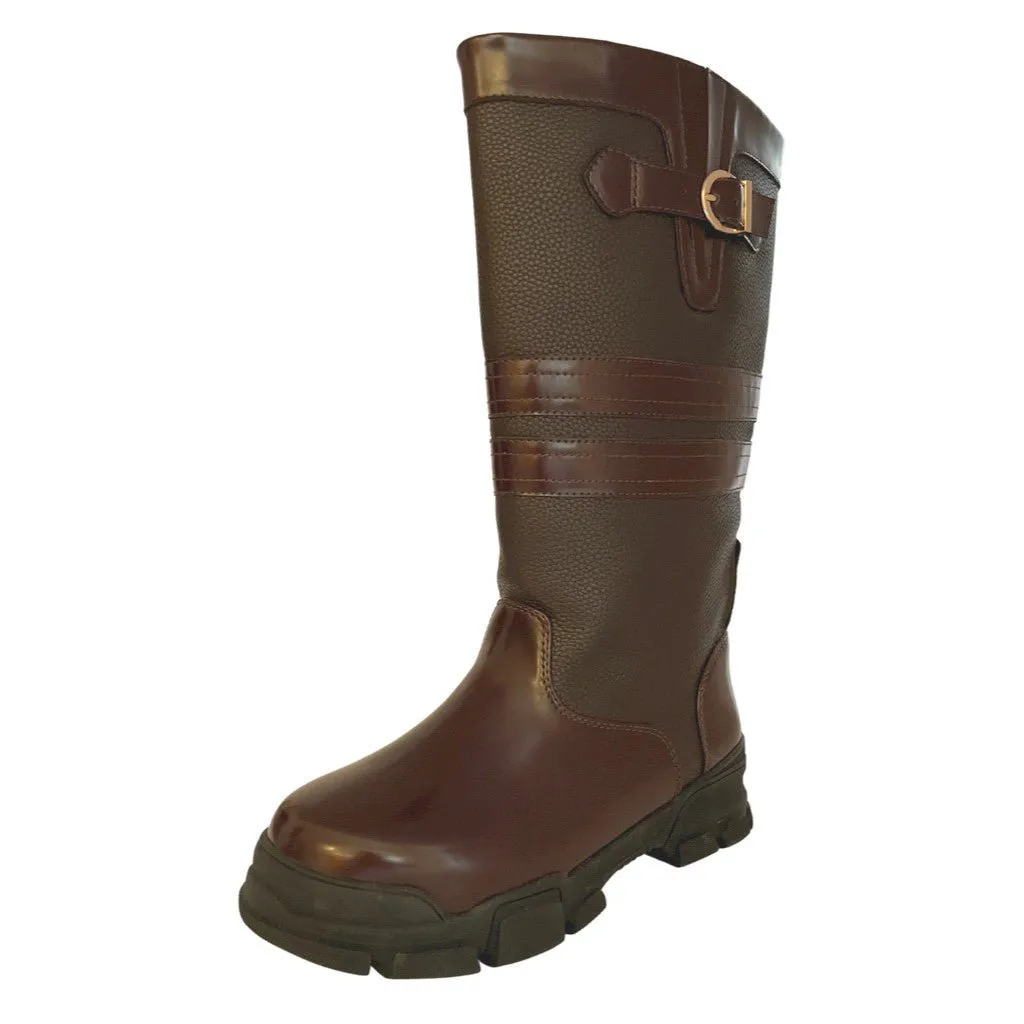 Extra Wide Calf Brown Country Boots - Wide in Foot and Ankle - Fit 40-50cm Calf