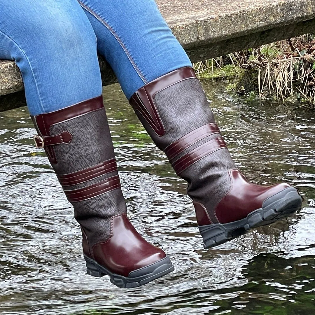 Extra Wide Calf Brown Country Boots - Wide in Foot and Ankle - Fit 40-50cm Calf