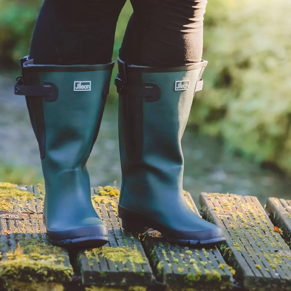 Extra Wide Calf Green Wellies - Wide in Foot and Ankle - Fit 40-57cm Calf