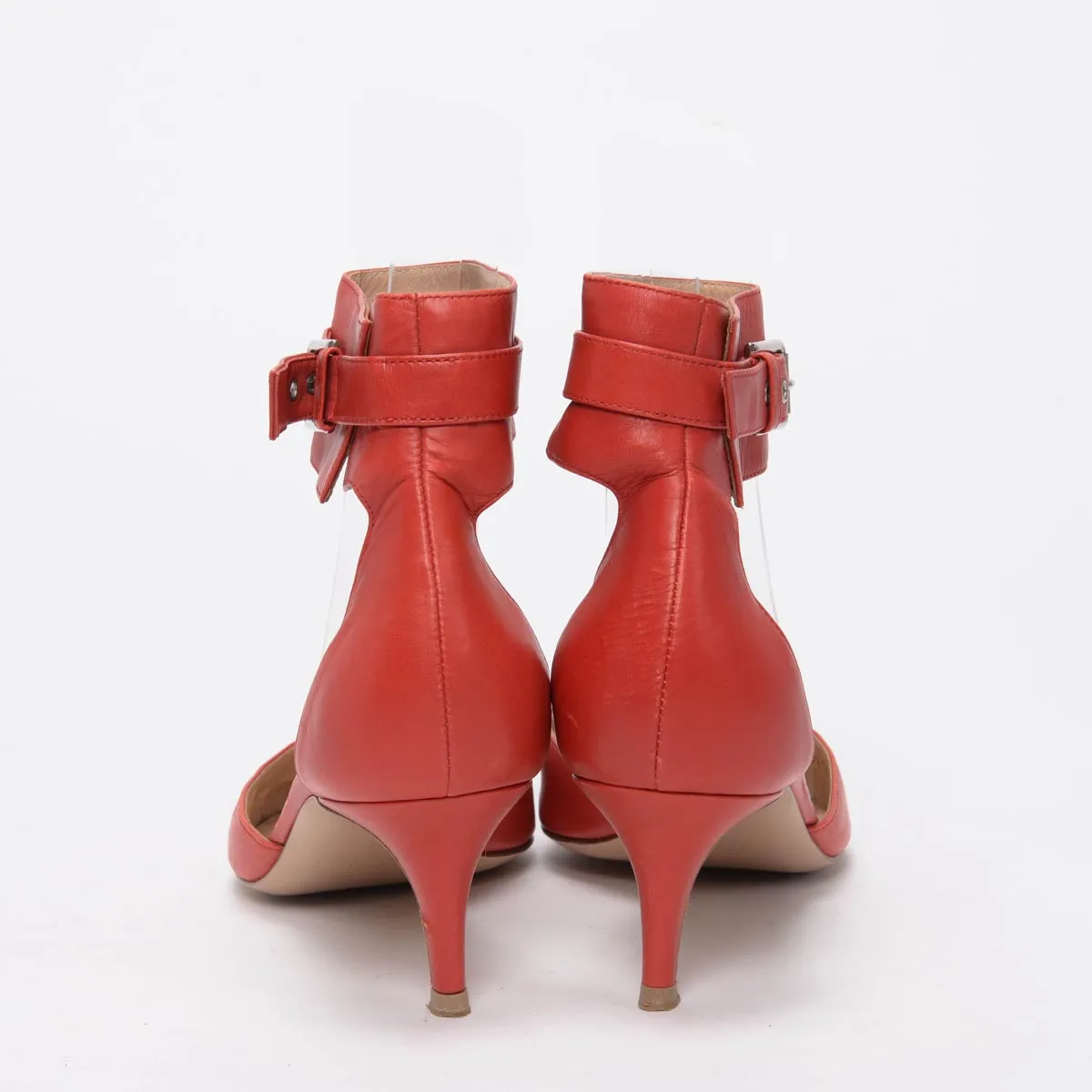 Gianvito Rossi Red Leather Ankle Strap Pumps 39.5