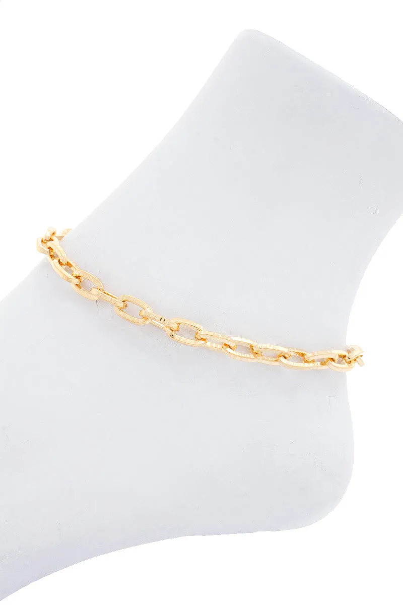 Gold Distressed Chain Link Anklet